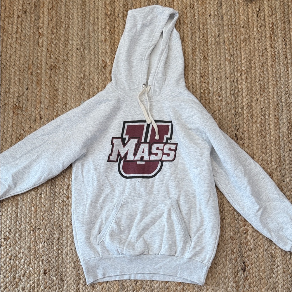 Vintage Gray Hoodie with Maroon Accents